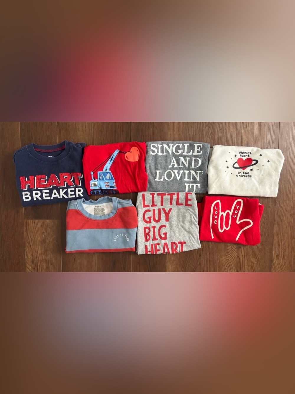 4T Boy Valentine Long Sleeve Shirts Bundle (7 total)